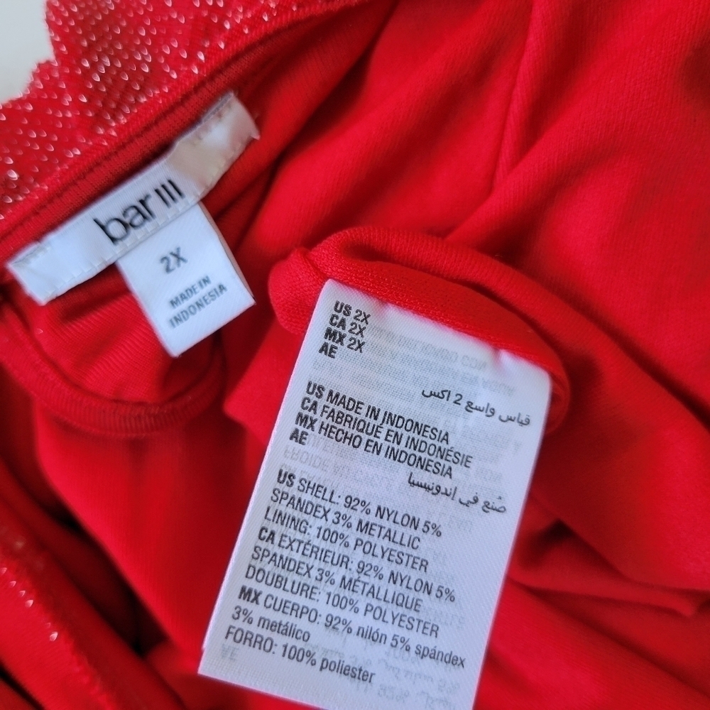 Bar III Embellished Twist-Front Walkthrough Romper in Red Plus Size 2X NWT - Picture 8 of 10